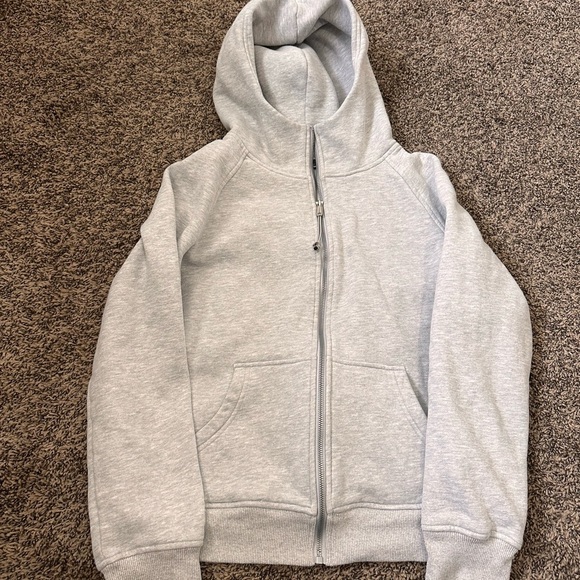 Trendy Queen Light Heather Grey Zip up Hoodie Mock Neck w/Thumb Holes size Small - Picture 3 of 5